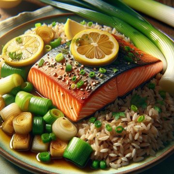 Saumon cuit avec du riz aux légumes