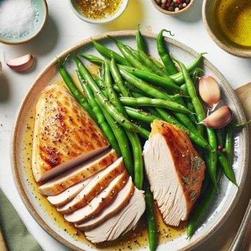 Blanc de Dinde Doré au Four avec Haricots Verts et Pain au Levain