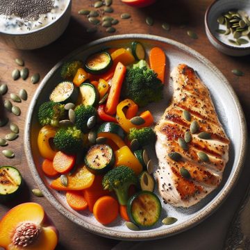 Filet de Poulet aux Légumes Sautés et Skyr aux Graines de Chia