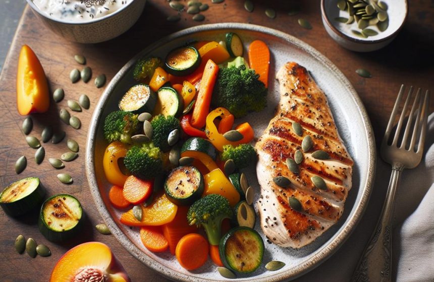 Filet de Poulet aux Légumes Sautés et Skyr aux Graines de Chia