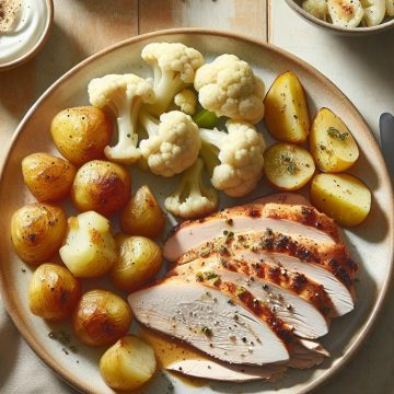 Rôti de Dindonneau avec Chou-Fleur et Pommes de Terre Vapeur