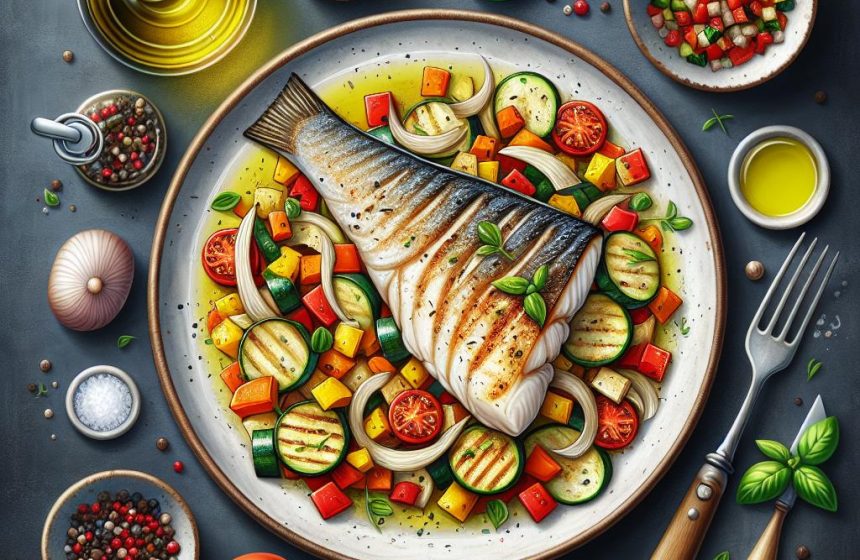Poisson Blanc Grillé avec Ratatouille de Légumes