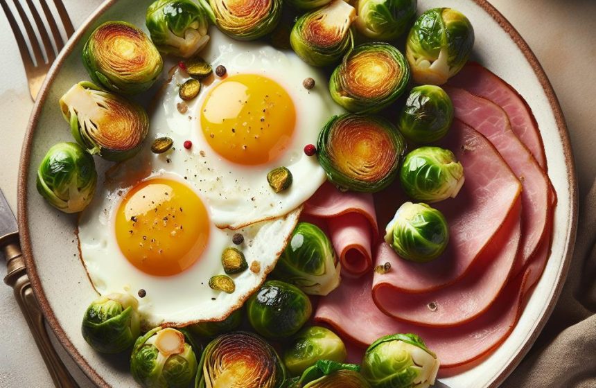 Œufs au Plat avec Choux de Bruxelles et Jambon