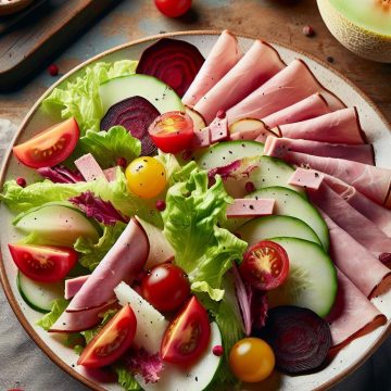 Salade composée au jambon de dinde et melon