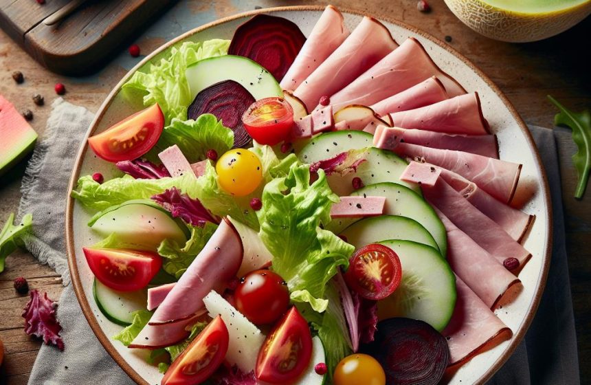 Salade composée au jambon de dinde et melon