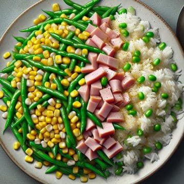 Salade de Haricots Verts, Maïs et Riz au Jambon Blanc