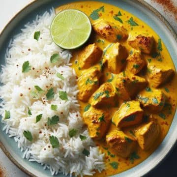 Poulet Sauce Curry au Lait de Coco et Riz Basmati