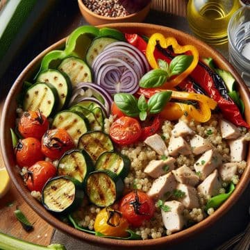 Salade de Quinoa aux Légumes Grillés et Poulet