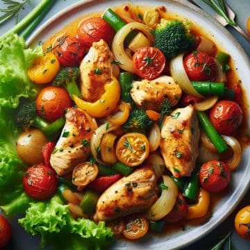 Poulet Provençal aux Légumes et Salade Verte