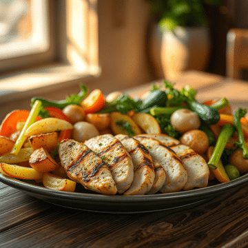 Délice de Poulet Grillé aux Légumes et Yaourt au Chocolat