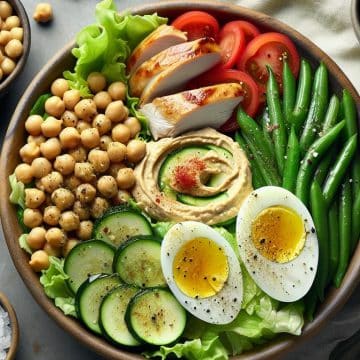 Salade composée et Suprême de volaille aux légumes