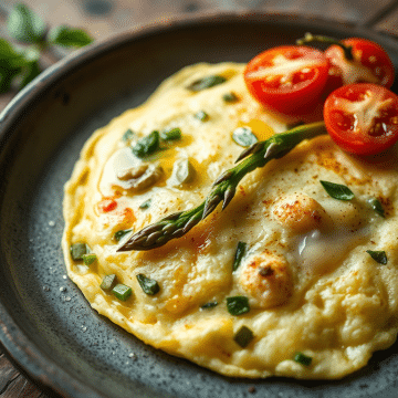 Omelette aux Asperges et Tomates Cerises