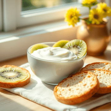 Petit Déjeuner Équilibré : Kiwi, Yaourt Nature et Biscottes