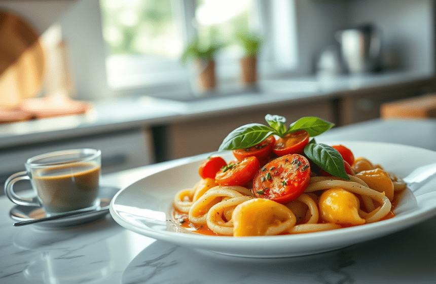 Gnocchis à la Sauce Tomate au Basilic avec Bifidus Nature et Espresso Sans Sucre