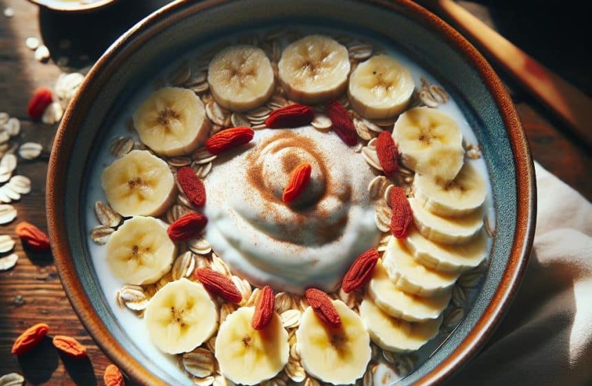 Bol Énergisant aux Flocons d’Avoine, Skyr et Banane