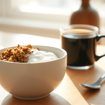 Skyr et Granola Faible en Sucre avec Café Non Sucré