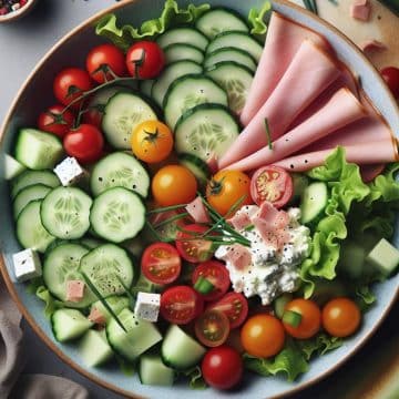 Salade Fraîcheur au Concombre, Jambon de Dinde et Melon