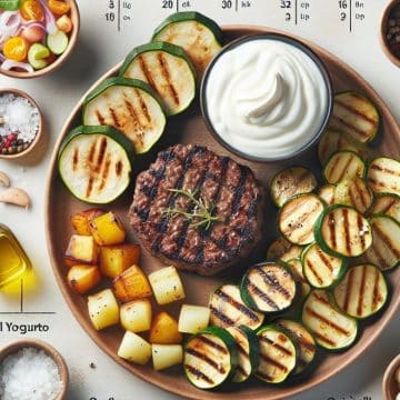 Steak Haché de Veau aux Courgettes et Pomme de Terre, suivi d’un Yaourt Nature