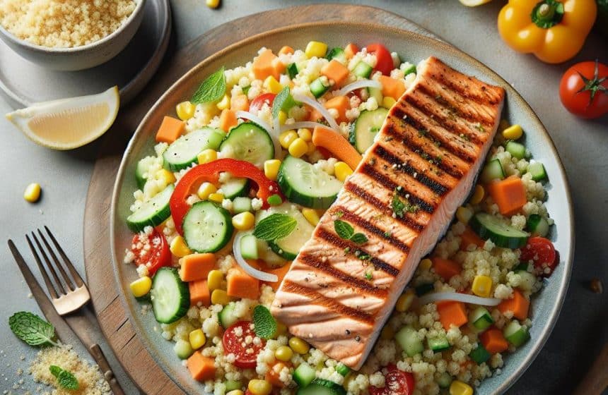 Salade de Couscous et Saumon Grillé