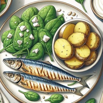 Sardines aux Pommes de Terre Vapeur et Épinards avec Yaourt Nature