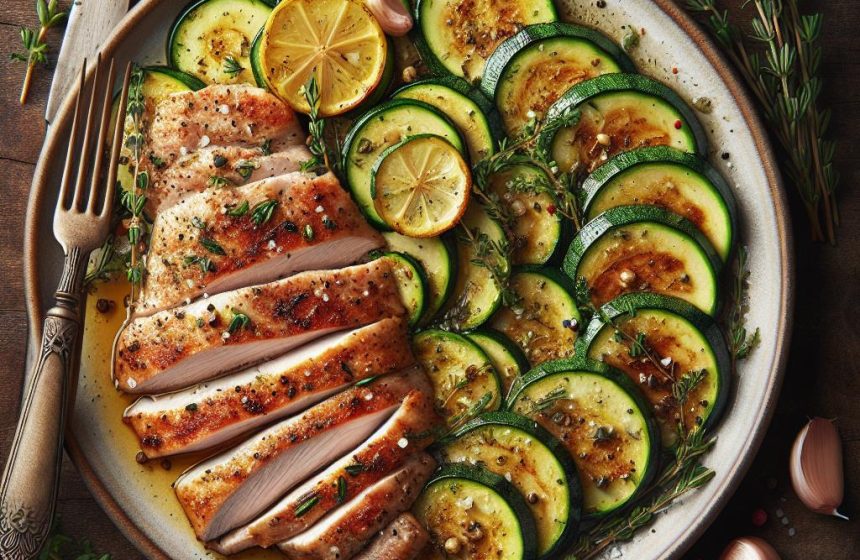 Délice de Courgettes Sautées et Escalope de Dinde aux Herbes