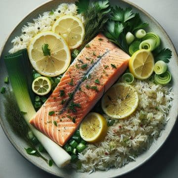 Pavé de Saumon aux Poireaux et Riz Basmati