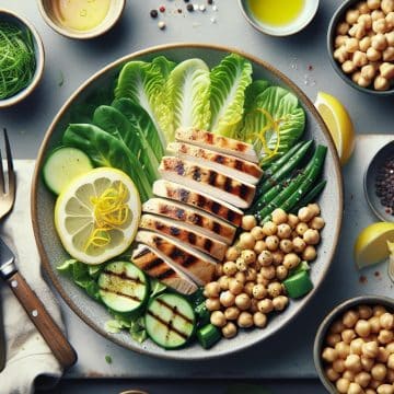 Salade Énergisante de Mâche, Pois Chiches et Poulet Grillé