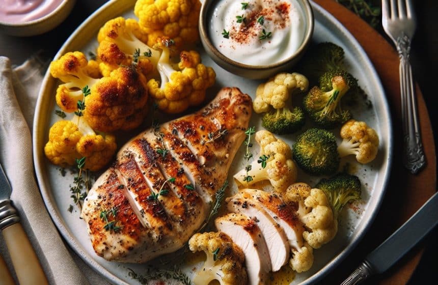 Chou-fleur Rôti aux Herbes et Poulet Savoureux