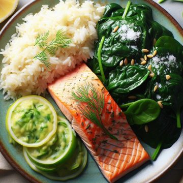 Saumon au Four avec Riz Basmati et Épinards Crémeux