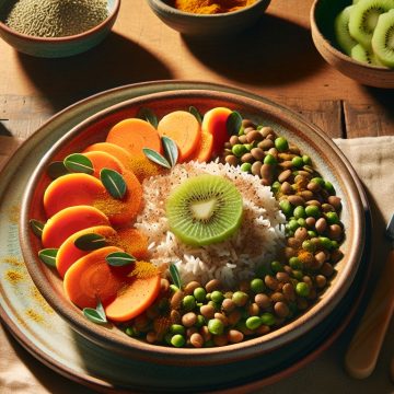 Délice de Riz aux Lentilles et Carottes avec Kiwi