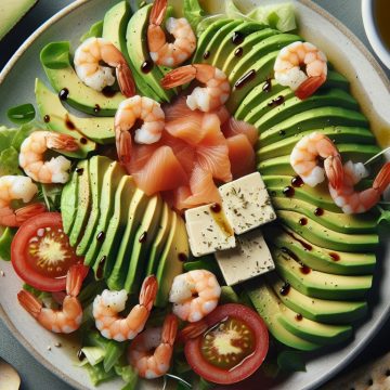 Salade Gourmande à l’Avocat, Saumon Fumé et Crevettes