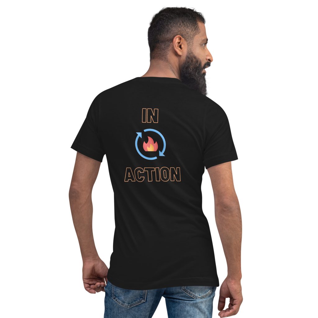 T-shirt Unisexe à Manches Courtes et Col V - "In Action"