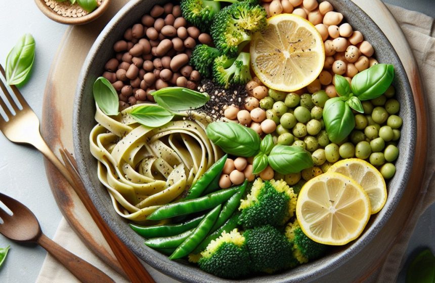 Buddha Bowl Équilibré aux Pâtes Basilic et Légumineuses