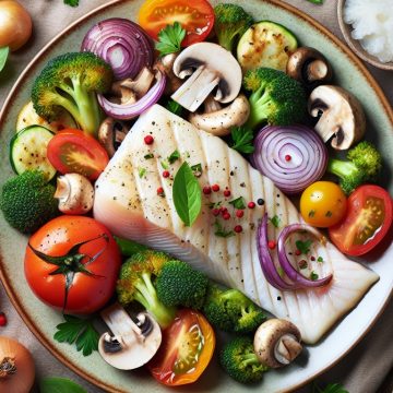 Filet de Poisson Blanc aux Légumes Rôtis