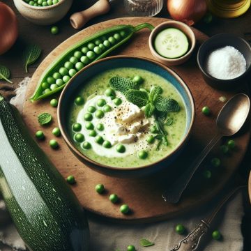 Velouté de Courgette et Petit Pois au Fromage Blanc