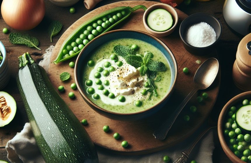 Velouté de Courgette et Petit Pois au Fromage Blanc