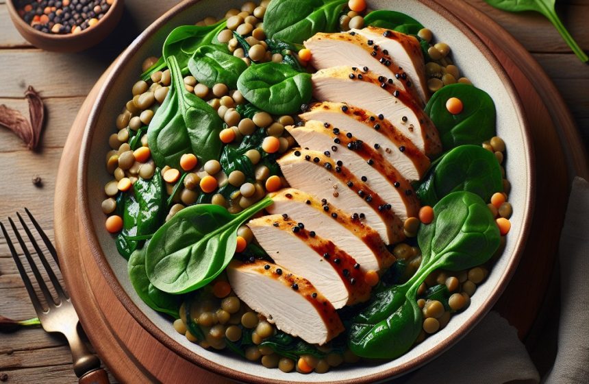 Lentilles aux Épinards et Blanc de Poulet