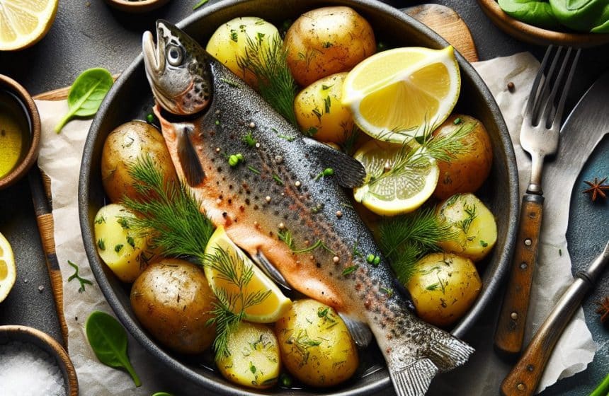 Truite au Four et Pommes de Terre Vapeur