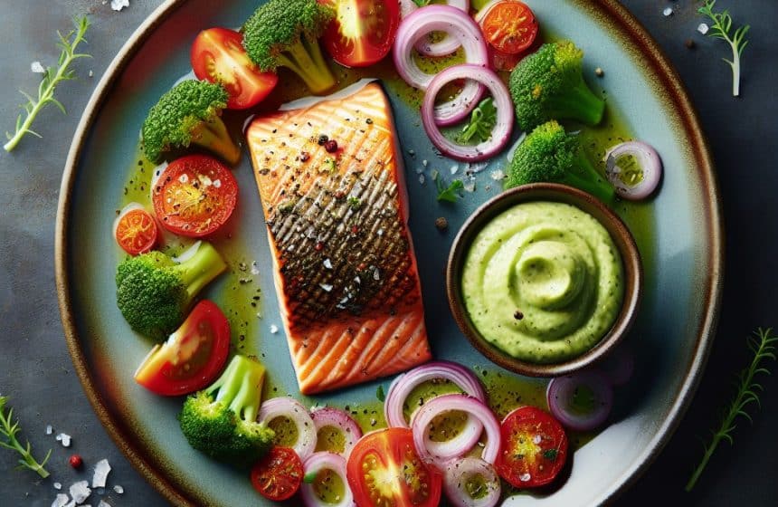 Pavé de Saumon au Four avec Purée de Brocolis
