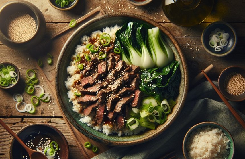 Gyudon au Pak Choï et Graines de Sésame