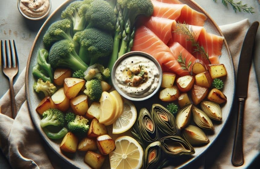 Délice de Saumon Fumé aux Légumes Rôtis