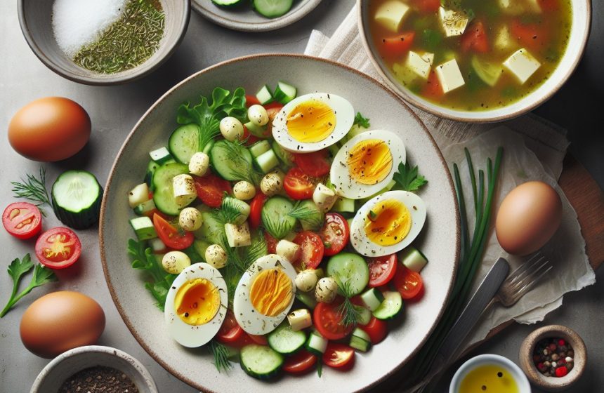 Salade Fraîcheur aux Œufs et Soupe Réconfortante