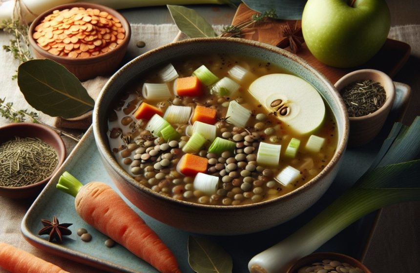 Soupe Réconfortante de Lentilles aux Légumes et Pomme
