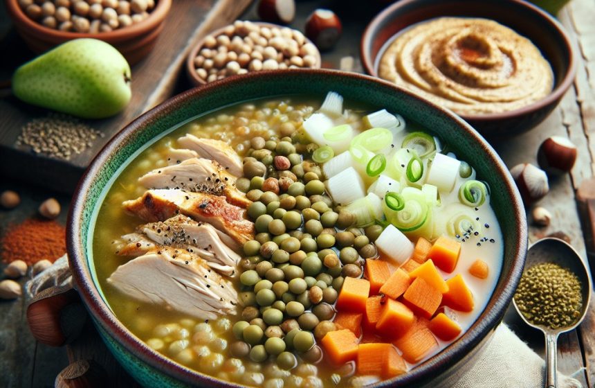 Soupe de Lentilles et Poulet avec Houmous au Cumin