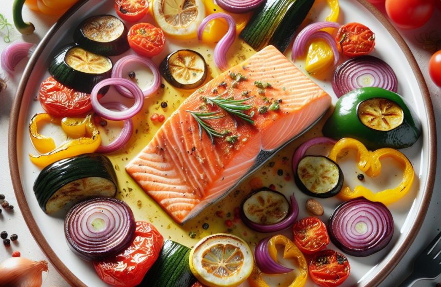 Saumon au Four aux Légumes Méditerranéens