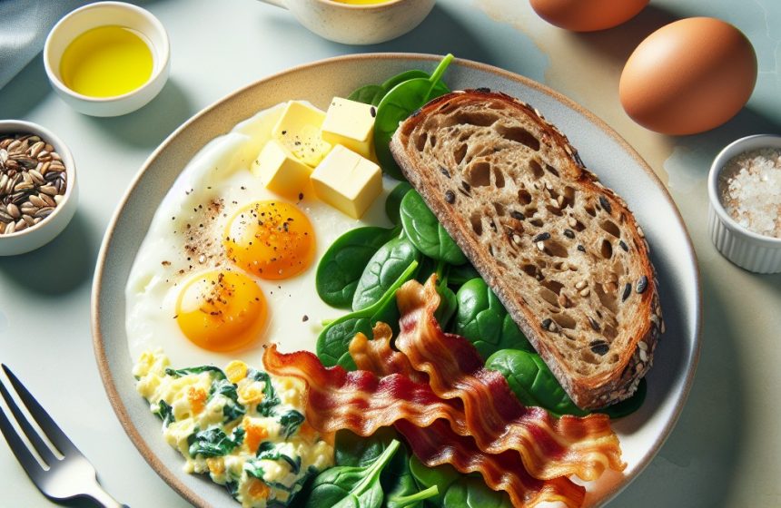 Œufs Brouillés Gourmands aux Épinards et Bacon Léger