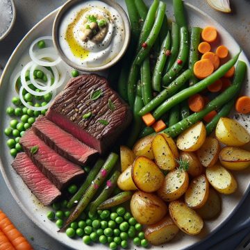 Tournedos Gourmand aux Légumes Printaniers et Pommes de Terre Rôties