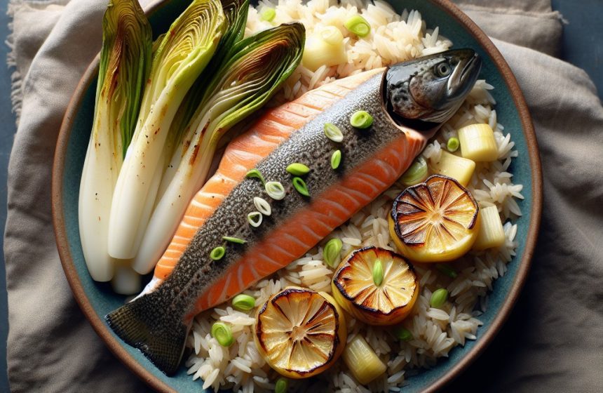 Truite Saumonée sur Lit de Riz Basmati et Endives