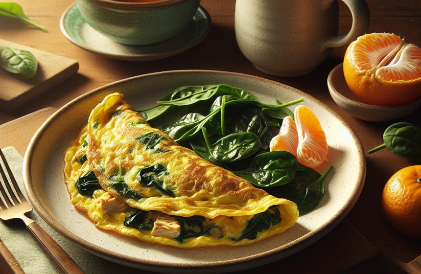 Omelette Énergisante aux Épinards et Poulet