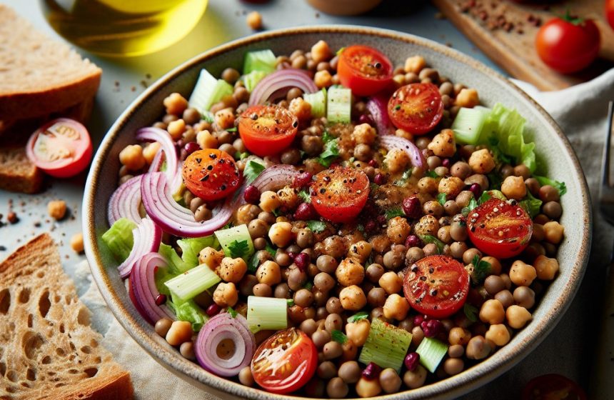 Salade Énergisante de Lentilles et Pois Chiches